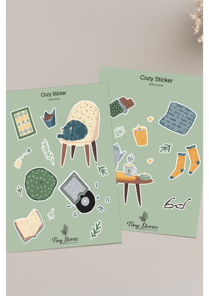 Cozy Temalı Sticker Seti - 6 Adet / Ajanda, Defter,bullet Journal,scrapbook fiyatları