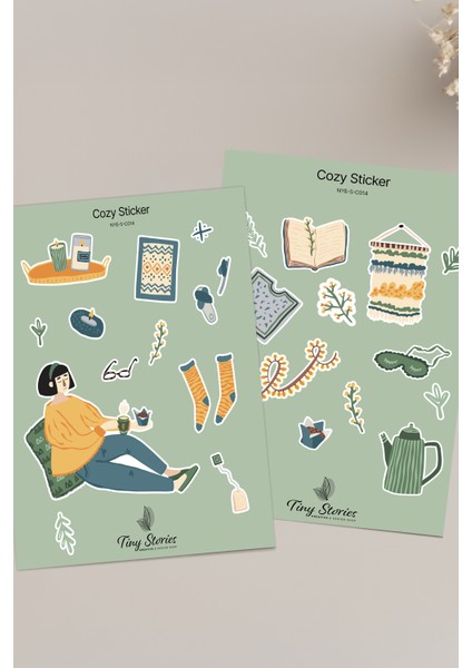 Cozy Temalı Sticker Seti - 6 Adet / Ajanda, Defter,bullet Journal,scrapbook modelleri