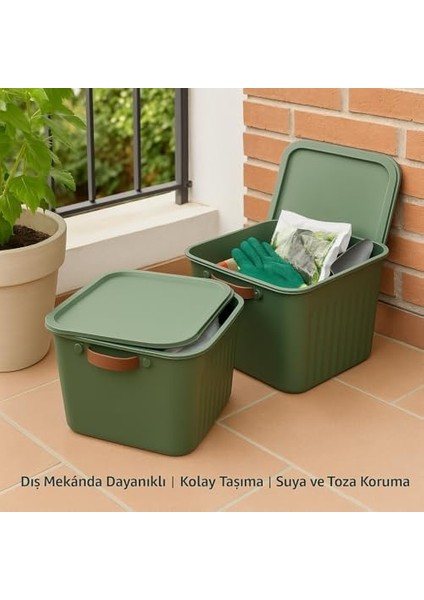 20LT Kapaklı Organizer Kutu – Dayanıklı Plastik Saklama Kutusu, Yan Kulplu, Renkli Büyük Boy Depolama Kutusu (40X30X25CM) (Renk Stok Durumuna Göre Gönderilir)