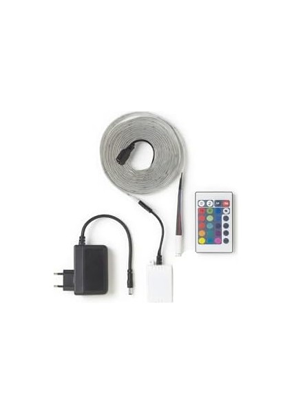 5 Metre Rgb LED Şerit Işık Seti – Uzaktan Kumandalı, Adaptör ve Kontrol Ünitesi Dahil, Renk Değiştiren Esnek Işık Bandı, Tv, Masa, Oda Dekorasyonu Için