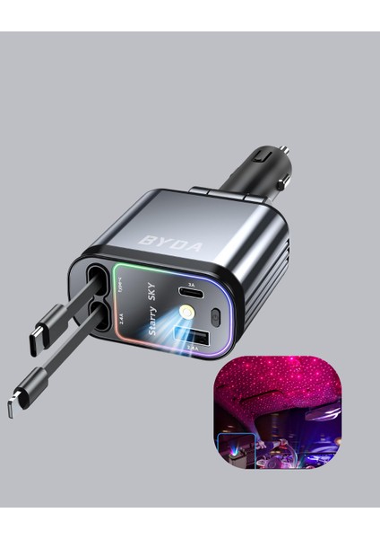 Araç Şarj Adaptörü 66W Pd Qc Hızlı Şarjlı ve Çekilebilir Kablolu - BI001V-4YTXH8 fırsatları