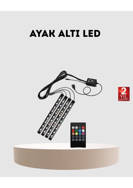 Rgb Araç Içi LED Aydınlatma 12V 48 LED Müzik Kontrollü 4 Şerit Set - BI001V-4YVVR8