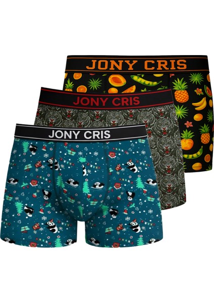 Pamuklu Desenli Erkek Boxer 3’lü Set külot don