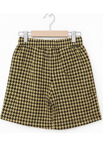 Kız Çocuk Siyah Omuz Fırfırlı Kazayağı Desenli Düğme Detaylı Etekli Takım modelleri