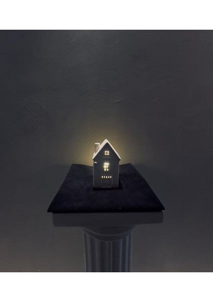 Cafe" Yazılı Minimalist Seramik Ev Mumluk – 17X10X7 cm Dekoratif Aydınlatma