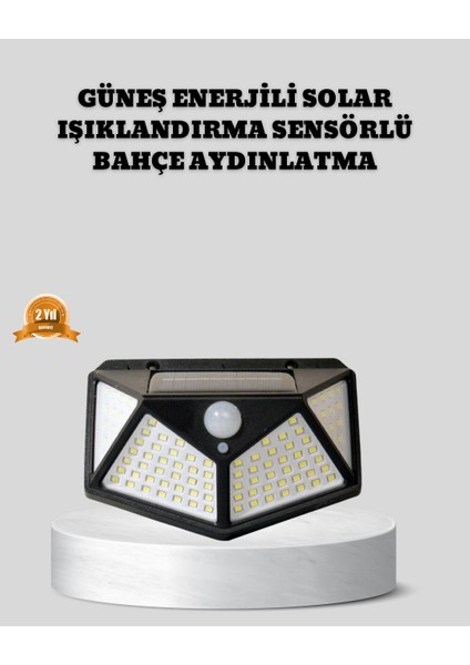 Güneş Enerjili Aydınlatma 100 LED Sensörlü Solar Dış Mekan Lamba - BI001V-4YVRP2