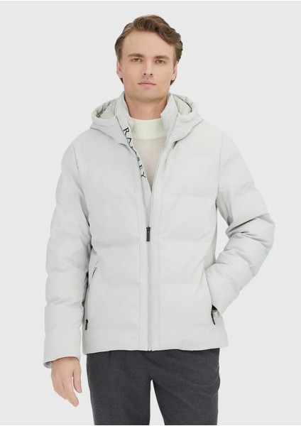 Kum Regular Fit Kapüşonlu Casual Dokuma Mont