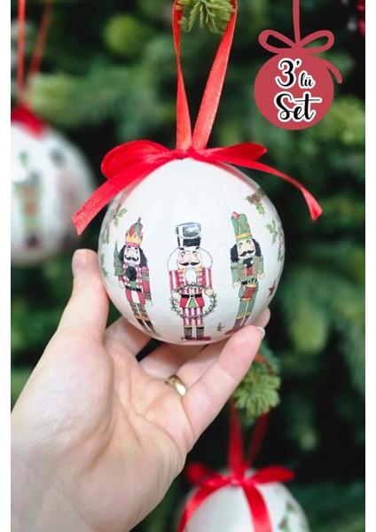 8cm Renkli Yılbaşı Süsleri, 3'lü, Kurşun Asker, Fındıkkıran, Kırmızı Fiyonkli, Şık Ağaç Dekoru fiyatları