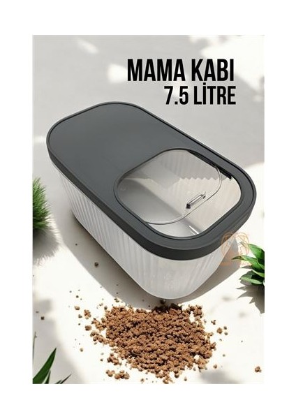 Turk Kedi ve Köpek Mama Saklama Kabı Sürgülü Kapaklı 7.5 Litre