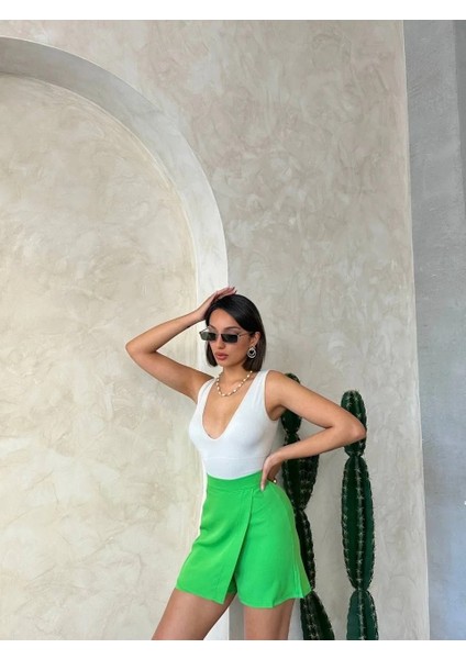 Kapaklı Şort Etek Yeşil S24901 fırsatları
