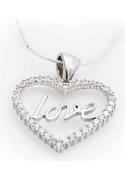 925 Ayar Gümüş Taşlı Love Kadın Gümüş Kolye PND47138031 (972972)