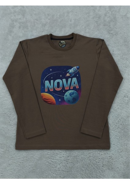 Nova Galaksi Temalı Pamuklu Unısex Uzun Kollu Çocuk Tişört (Sweatshirt) modelleri