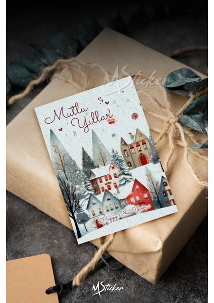 16'lı Renkli Yılbaşı Tebrik Kartı, Not Yazılabilir, Özel Dokulu Kağıt fırsatları