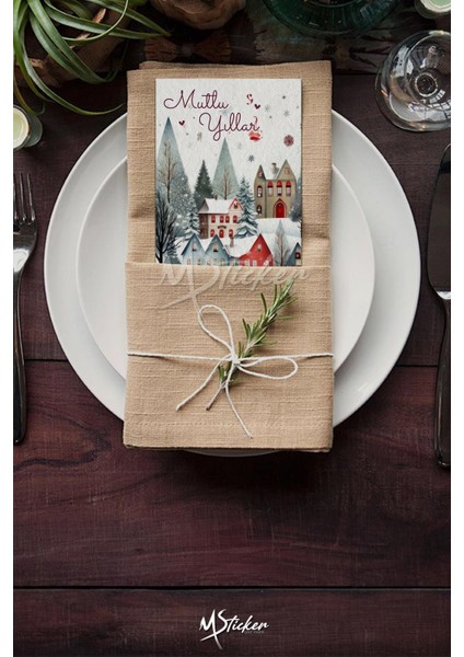 16'lı Renkli Yılbaşı Tebrik Kartı, Not Yazılabilir, Özel Dokulu Kağıt indirimleri