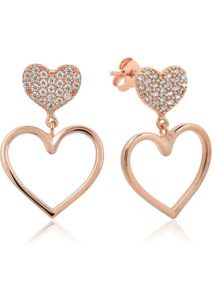 925 Ayar Gümüş Kalpli Küpe T3927 (972972)