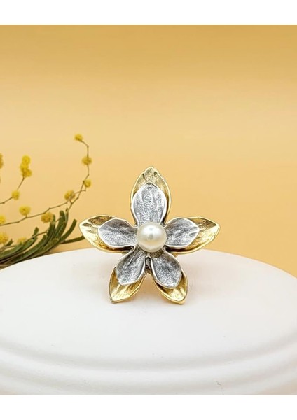 Inci Detaylı Vintage Çiçek Yüzük