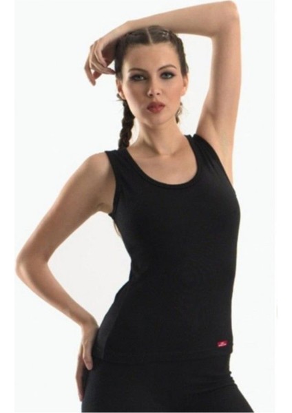 Kadın 3'lü Siyah Geniş Askılı Likralı Atlet modelleri