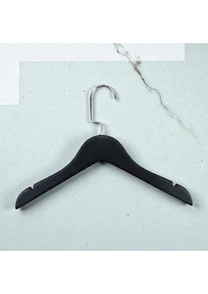 Ahşap Siyah Renk Çocuk Elbise Gömlek Askısı Bebek Askısı Kıyafet ve Elbise Askısı 10 Adet 1.kalite