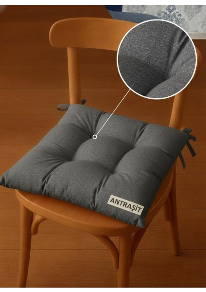 40X40 cm Bağcıklı Sandalye Minderi - Dekoratif Yumuşak Mutfak, Bahçe ve Balkon Minderi