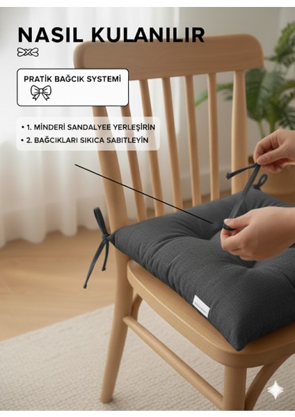 40X40 cm Bağcıklı Sandalye Minderi - Dekoratif Yumuşak Mutfak, Bahçe ve Balkon Minderi fiyatları