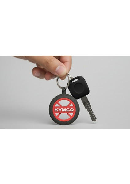 Kymco Logolu Özel Tasarım Lastik Jant Detaylı Motosiklet Anahtarlığı