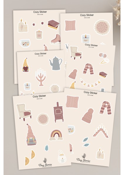 Cozy Temalı Sticker Seti - 6 Adet / Ajanda, Defter,bullet Journal,scrapbook