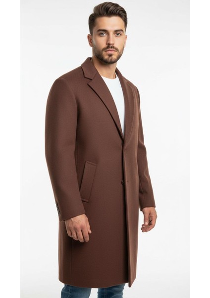 Erkek Kaşe Uzun Palto – Kışlık, Kuşaklı, Şık Modern Tasarım