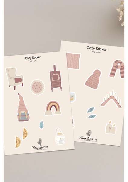 Cozy Temalı Sticker Seti - 6 Adet / Ajanda, Defter,bullet Journal,scrapbook fiyatları
