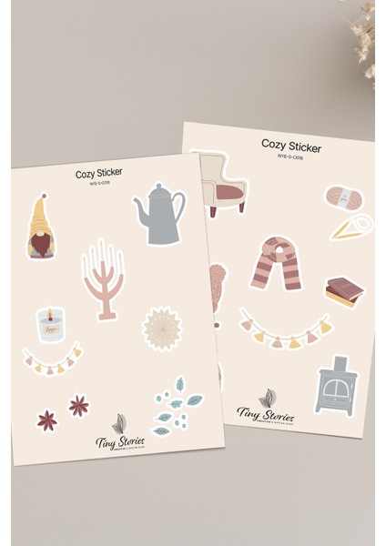 Cozy Temalı Sticker Seti - 6 Adet / Ajanda, Defter,bullet Journal,scrapbook modelleri