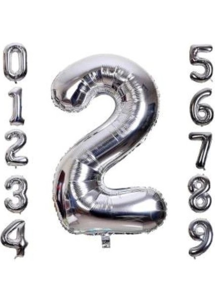 Gümüş Rengi Folyo Rakam Balon 1 Metre fiyatları