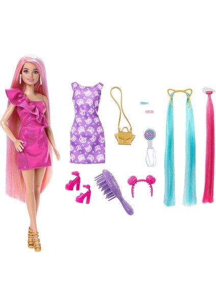 JDC85 Barbie Upuzun Muhteşem Saçlı Bebekler Pembe Saçlı Bebek modelleri