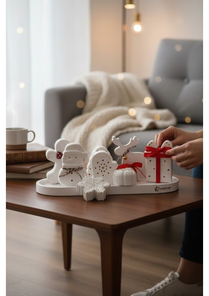 Dekoratif Beton Yılbaşı Setleri, Yeni Yıl Dekoru, Figür, Biblo, Obje, Yılbaşı Ağacı Süsü