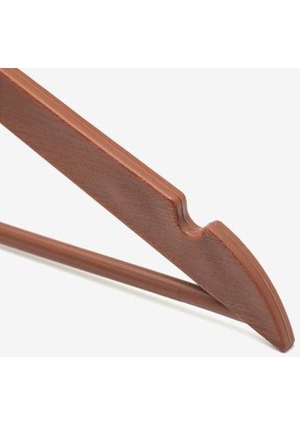 24 Adet Kahverengi Ahşap Görünümlü Plastik Askı Kıyafet Elbise Gömlek Askısı Kancalı