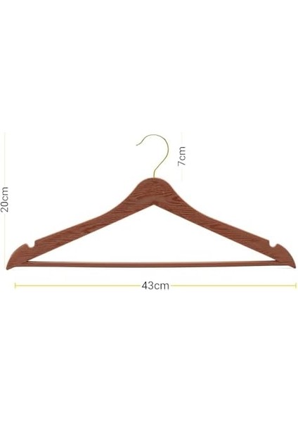 24 Adet Kahverengi Ahşap Görünümlü Plastik Askı Kıyafet Elbise Gömlek Askısı Kancalı fiyatları