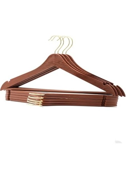 24 Adet Kahverengi Ahşap Görünümlü Plastik Askı Kıyafet Elbise Gömlek Askısı Kancalı modelleri