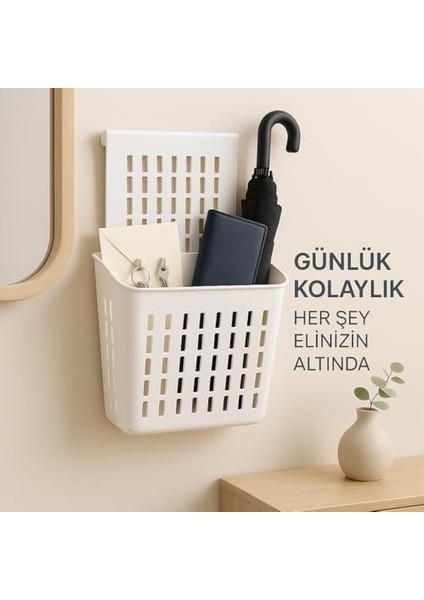 Asmalı Dolap Düzenleyici – Askılı Çok Amaçlı Plastik Organizer Sepet | Mutfak, Banyo, Dolap ve Ofis Için Pratik Düzenleyici Kutusu (255X110X325 Mm, Beyaz)