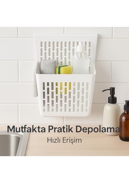 Asmalı Dolap Düzenleyici – Askılı Çok Amaçlı Plastik Organizer Sepet | Mutfak, Banyo, Dolap ve Ofis Için Pratik Düzenleyici Kutusu (255X110X325 Mm, Beyaz) fiyatları