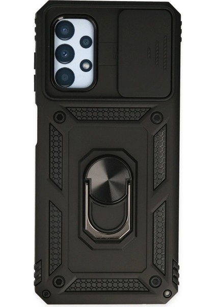 Samsung Galaxy A13 4g Kılıf Pars Lens Yüzüklü Silikon - Siyah