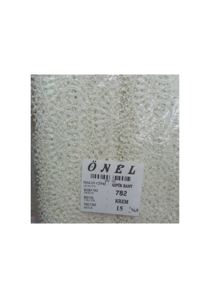 Dantel Polyester Güpür Bant Krem 15 Metre En 6 cm ON-782-KR