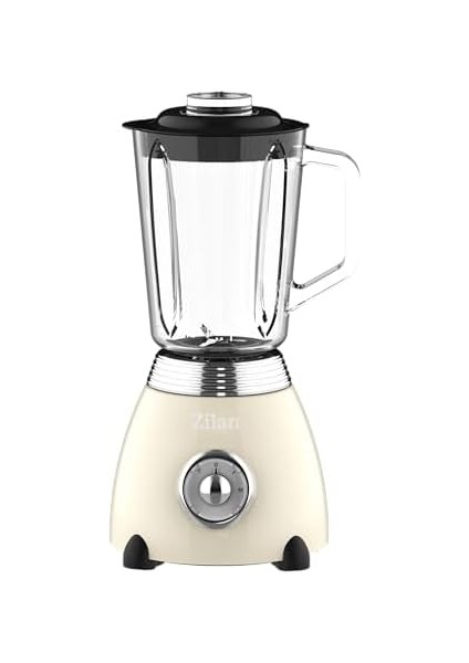 ZLN1207 Retro Stand Blender, 1,5 L Cam Hazneli, Parçalayıcı, Smoothie Makinesi, Mikser, Paslanmaz Çelik Bıçak, 2 Hız ve Nabız Fonksiyonu, Paslanmaz Çelik Gövde, Güçlü Mikser, Vintage Tasarım