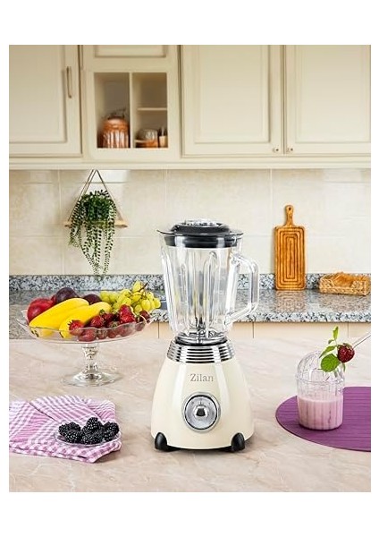 ZLN1207 Retro Stand Blender, 1,5 L Cam Hazneli, Parçalayıcı, Smoothie Makinesi, Mikser, Paslanmaz Çelik Bıçak, 2 Hız ve Nabız Fonksiyonu, Paslanmaz Çelik Gövde, Güçlü Mikser, Vintage Tasarım modelleri