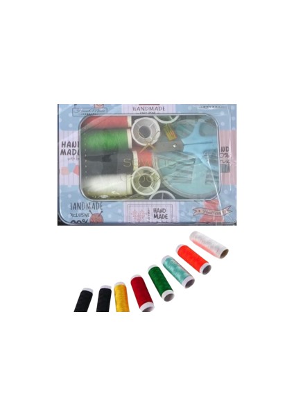 Iplik Set Teneke Kutu Kare Plastik Dikiş Seti