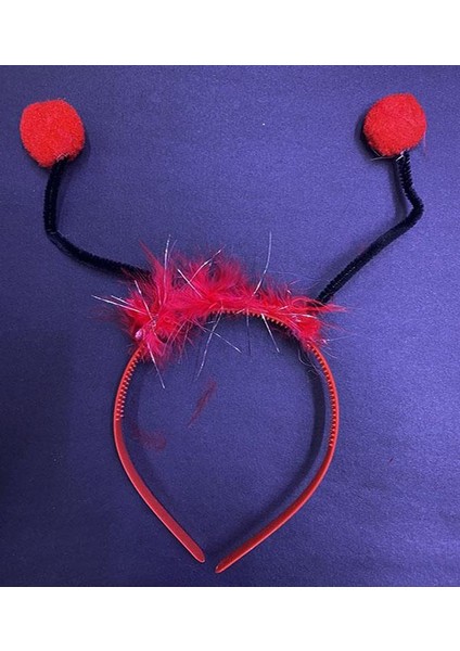 Kırmızı Ponponlu Gösteriler Için Plastik Uğur Böceği Tacı