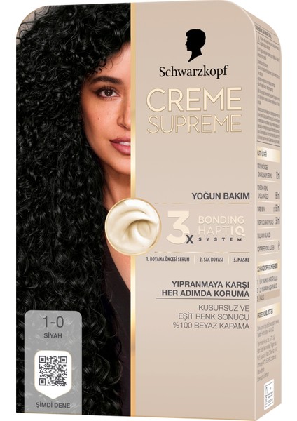 Creme Supreme Yoğun Bakım Saç Boyası Siyah 1-0 182 ml