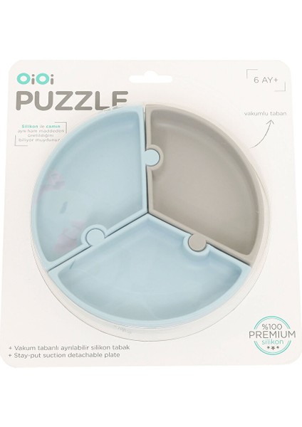 Puzzle Mama Tabağı Mineral Blue Powder Grey (3 Adet)