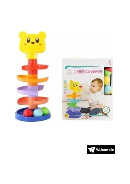 Oyuncak Gökkuşağı Kule Oyunu 0-3 Yaş Yenidoğan Eğitici Öğretici Gelişim Oyuncakları