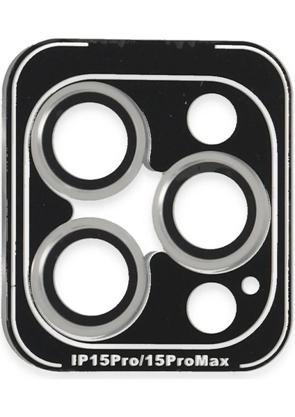iPhone 15 Pro Max Pvd Metal Kamera Lens - GÜMÜŞ-(5796) - ME001W-51OSG3