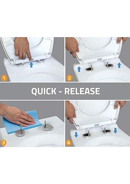 Aqua Bagno | Otomatik Kapanma Sistemli Klozet Kapağı, Antibakteriyel, Ab&apos;de Üretilmiştir, Çıkarılabilir Duroplast Klozet Kapağı, D Şeklinde Üst Üste Biner, Yumuşak Kapanma, Beyaz | Zero (Model) modelleri