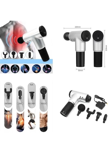 Sporcu Masaj Aleti 4 Başlıklı Şarjlı Titreşimli Yoğurmalı (4940) modelleri