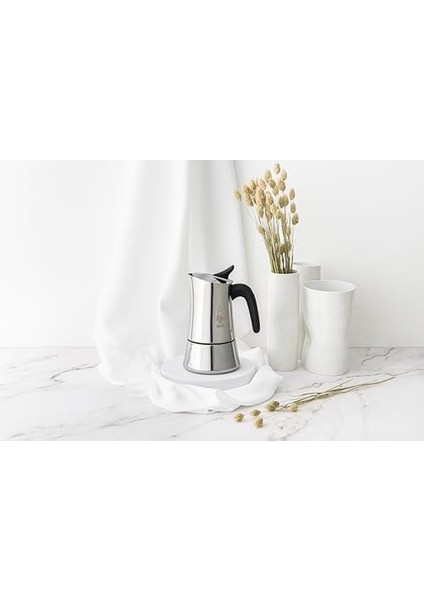 -: 4 Cups Ocak Üstü Espresso Pişirici - 170ML - Gümüş Renk - Paslanmaz Çelik Gövde - Patentli Güvenlik Valfi - Tüm Ocak Türleri Için Uygundur (Indüksiyon Dahil) modelleri